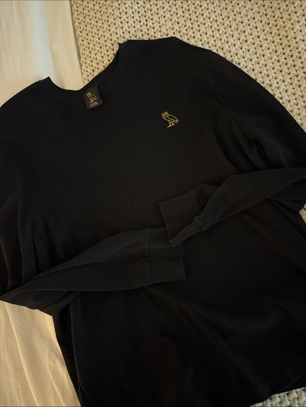 OVO Black Crewneck Sweatshirt with Gold Owl Emblem